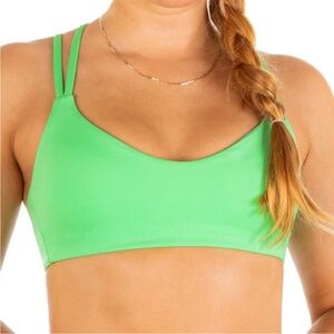 Hurley Large Top Bikini Max Solid Pull On Bikini Top in Kiwi green lined NWT